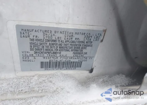 2015 Nissan Versa 1.6 S из США, поврежденный, VIN 3N1CN7AP8FL800112